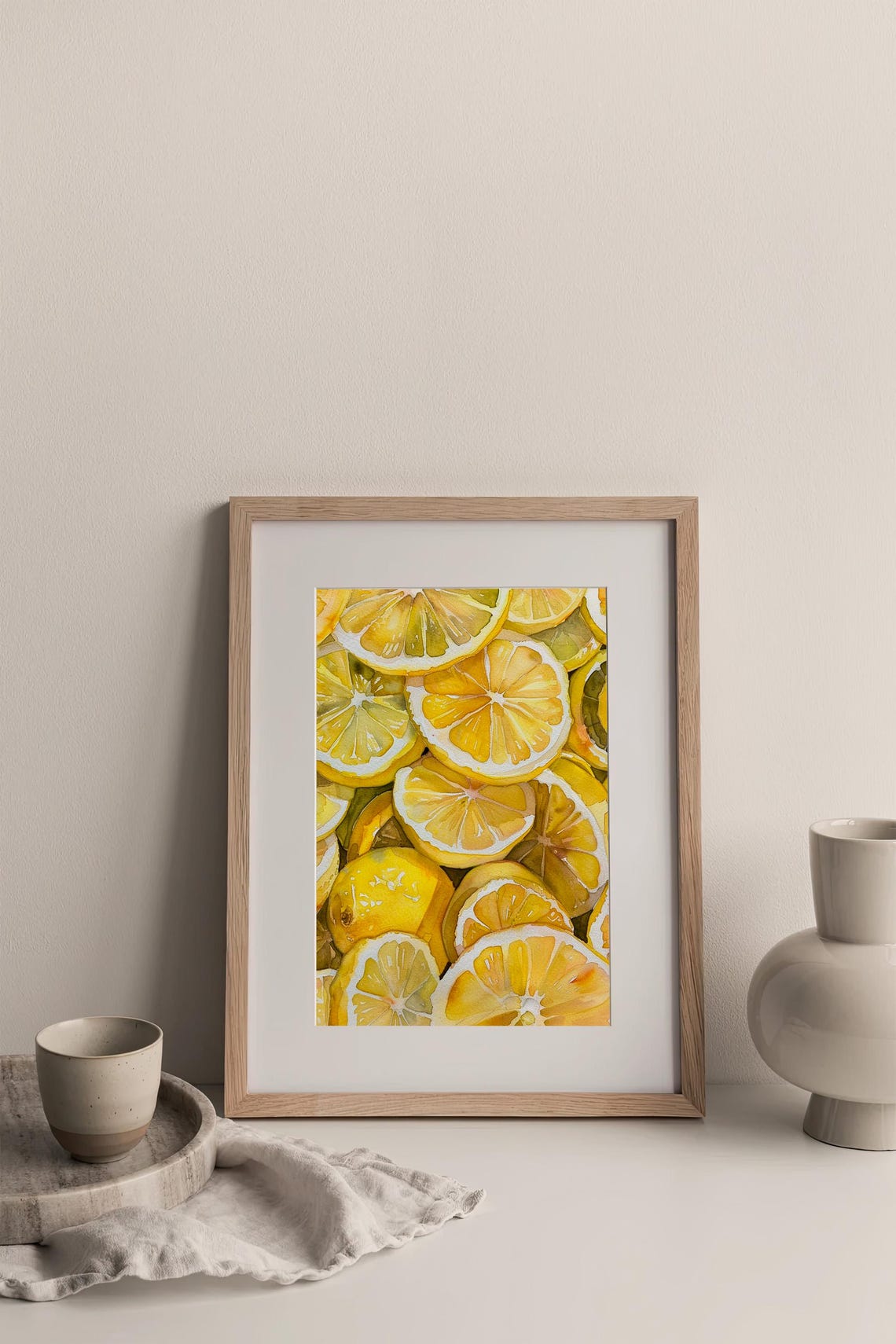 Stunning Lemon Slices Citrus Pattern Bright Watercolor Poster - Image 3