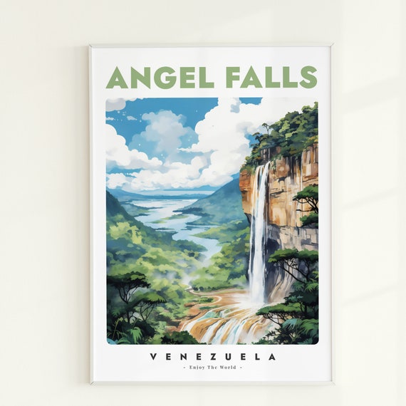 Angel Falls Venezuela Travel Poster Cityscape Wall Art