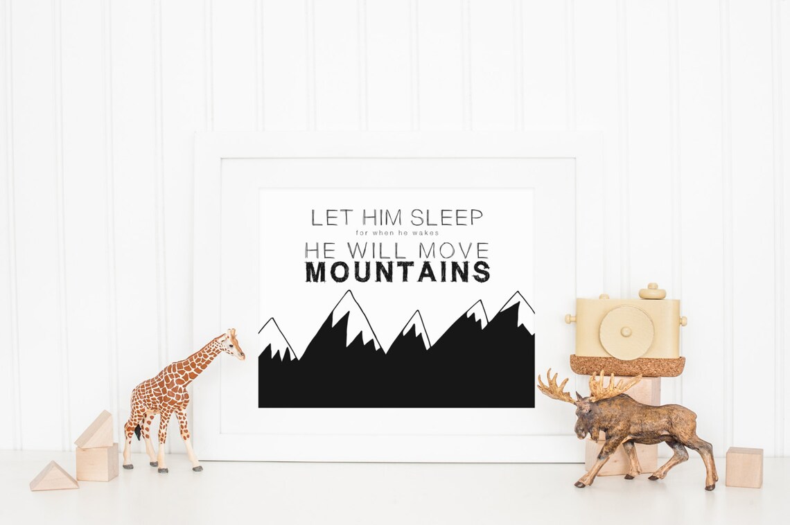 Let Him Sleep Nursery Mountain Wall Decor Print