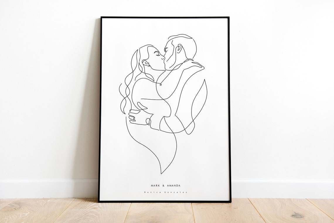 Family Portrait Illustration Personalized Birthday Gift For Her Line Drawing From Photo Art Commission One Line Drawing - Image 9