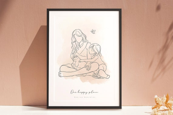 Custom Line Drawing Custom Illustration Art Line Art Custom Portrait Family Portrait Couples Portrait Personalised Gift