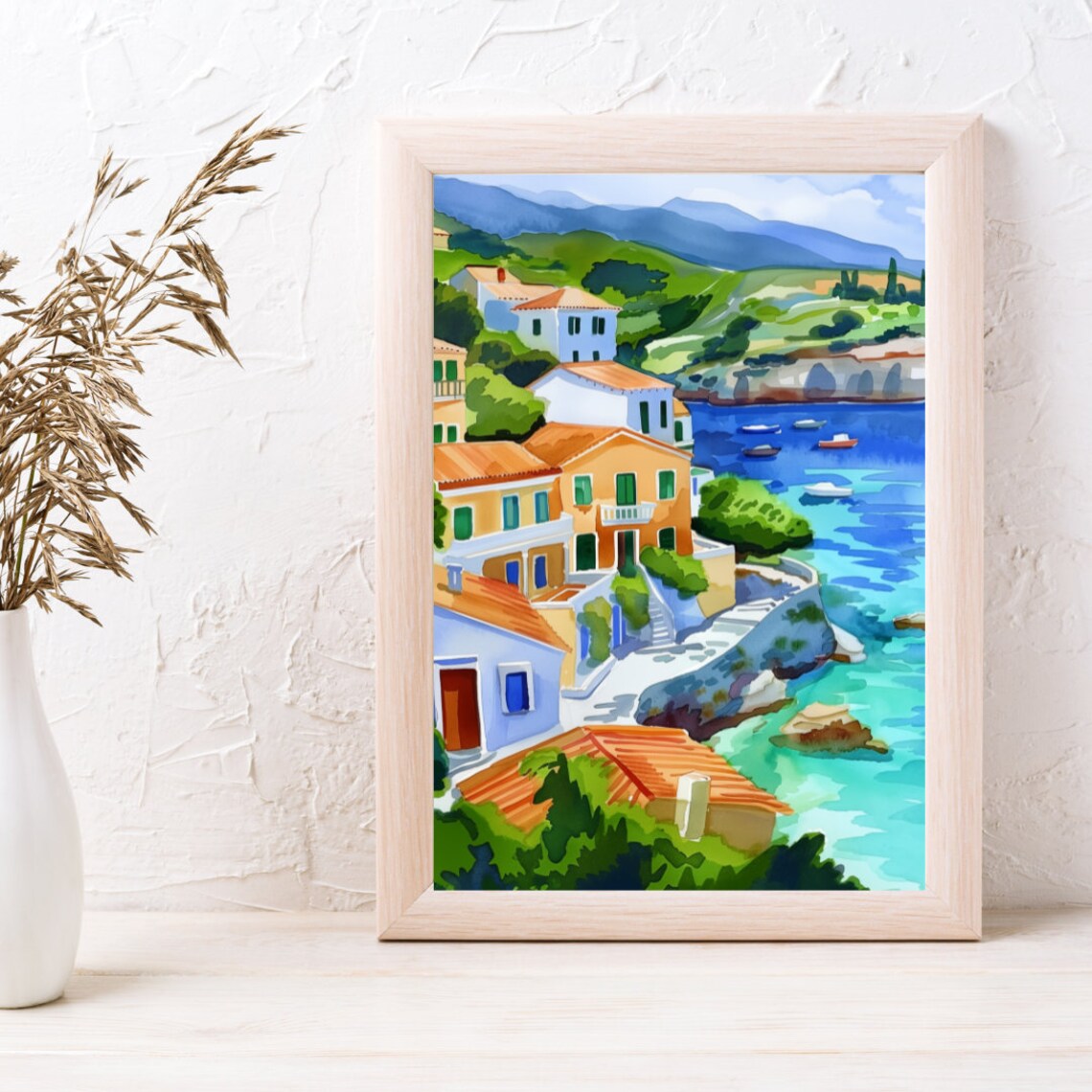 Kefalonia Greece Coastal Village With Boats In Ionian Sea Poster - Image 3