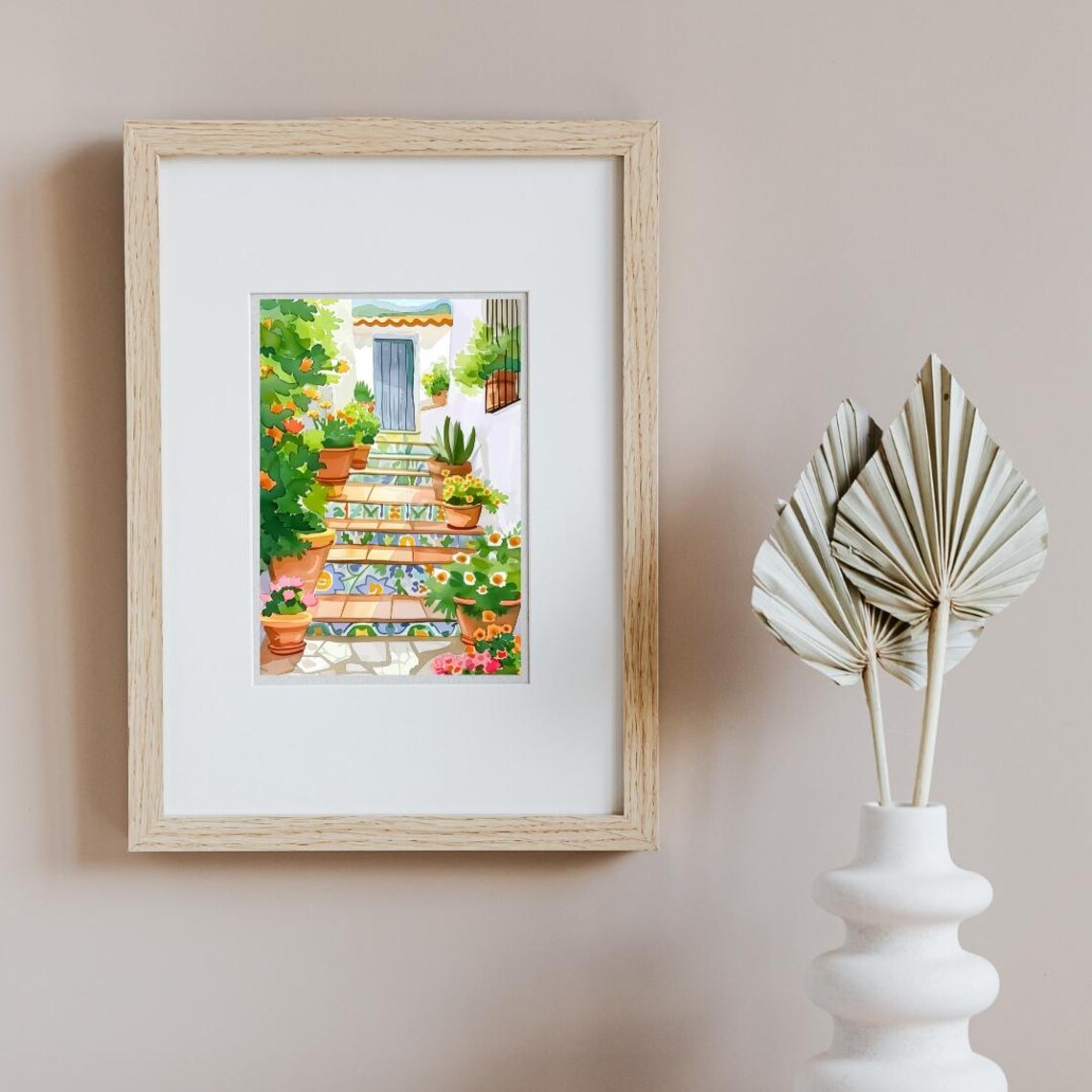 Andalusia Mosaic Staircase Watercolor Travel Poster - Image 2