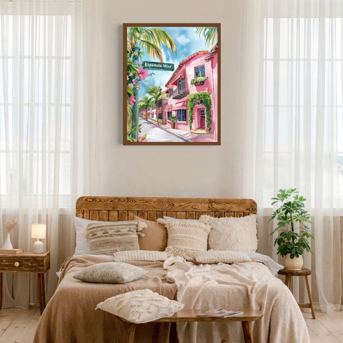 Espanola Way Watercolor Travel Poster, Miami Florida - Image 3