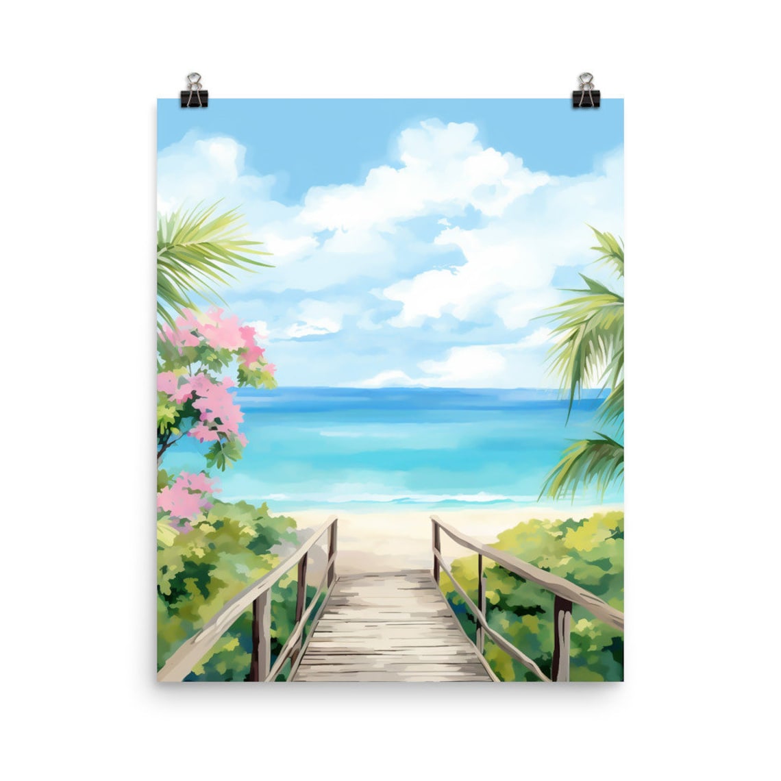 Grace Bay Beach Watercolor Print, Turks and Caicos