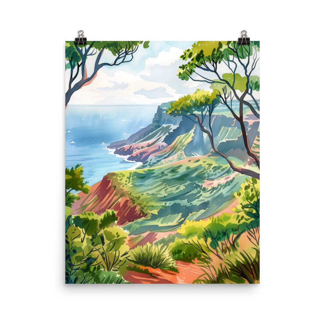 Waimea Canyon Red Cliffs Overlooking the Pacific Ocean Kauai Poster