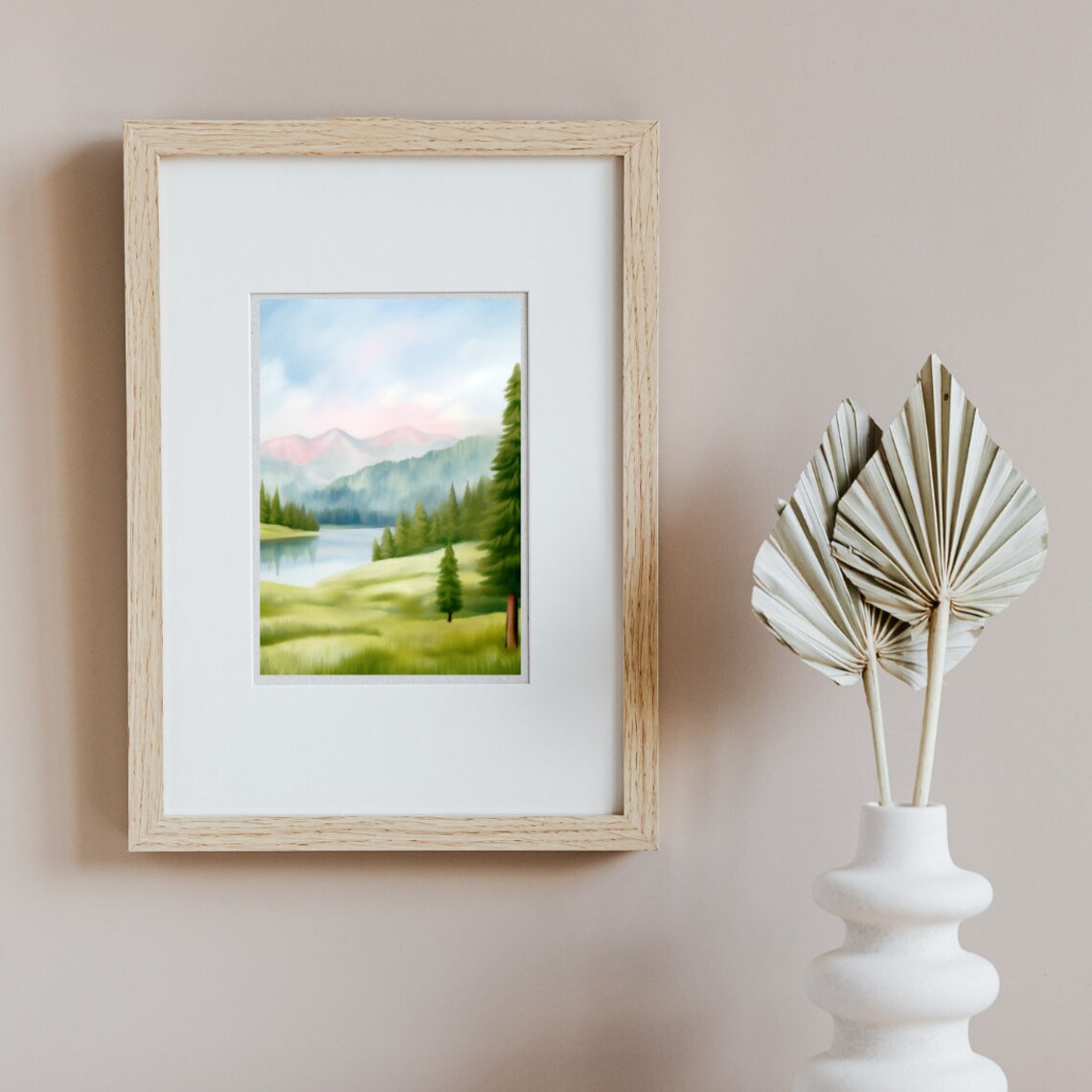 Bavarian Forest Alpine Lake Pine Mist Serene Watercolor Poster - Image 2