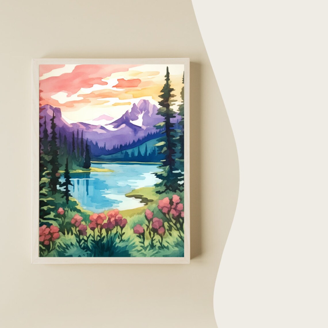 Banff National Park Watercolor Art Print, Canadian Rockies - Image 2