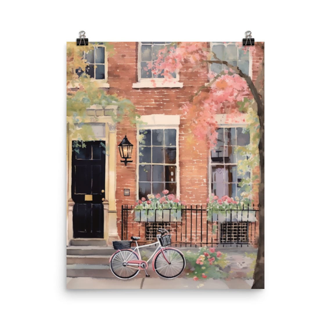 West Village Watercolor Travel Poster, New York City