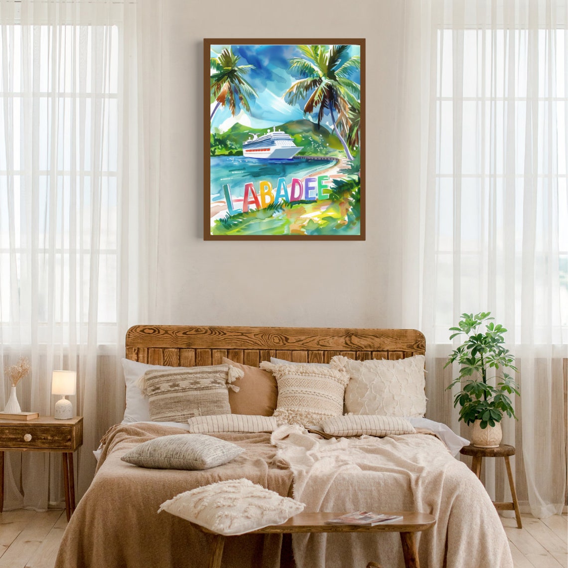 Labadee Haiti Cruise Ship Colorful Letters Watercolor Poster - Image 3