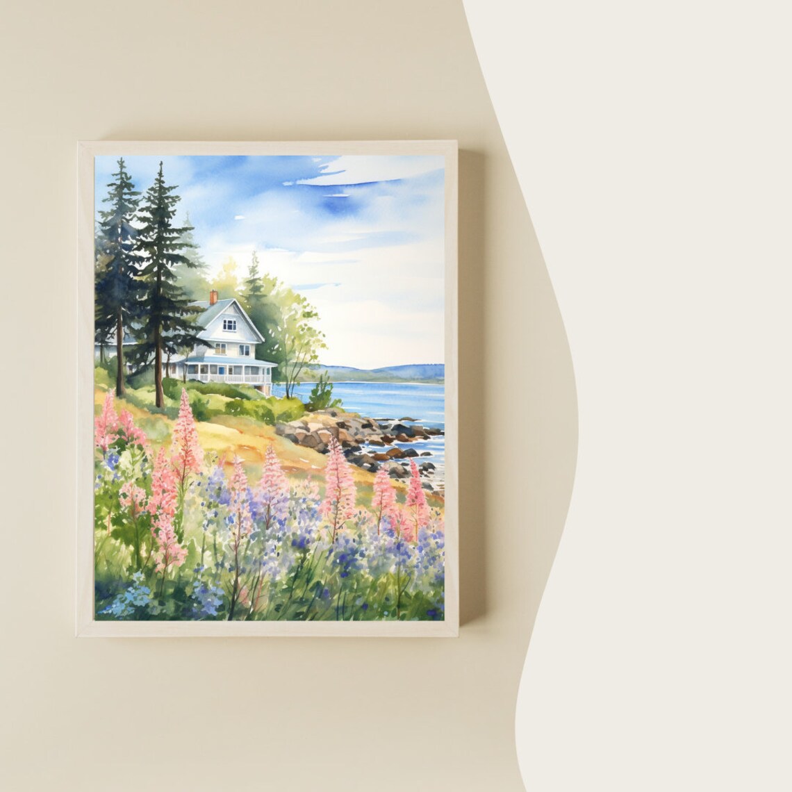 Portland Maine Watercolor Travel Poster, Waterfront - Image 2