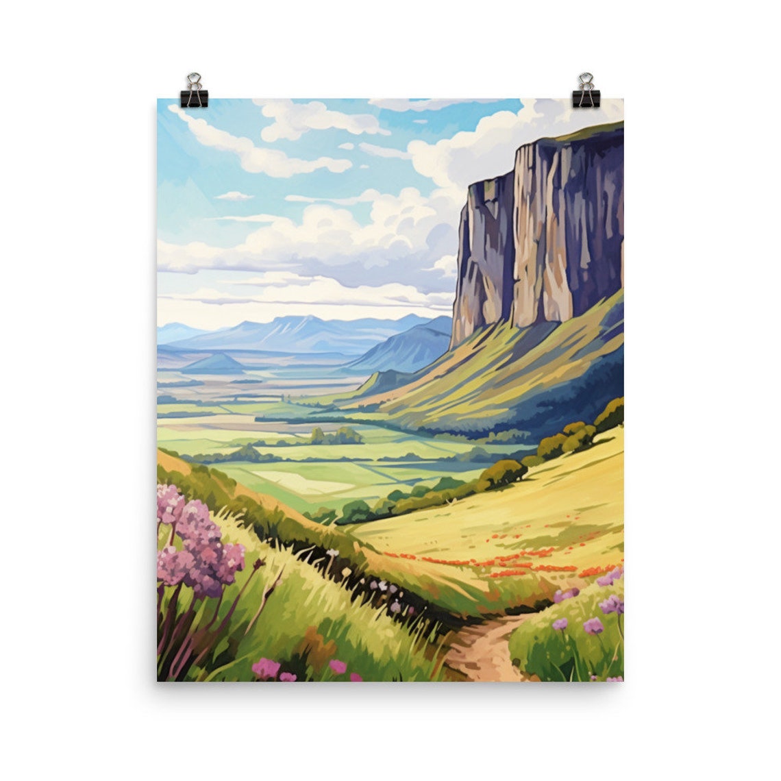 Salisbury Crags Dramatic Cliffs Over Edinburgh Valley Art Poster