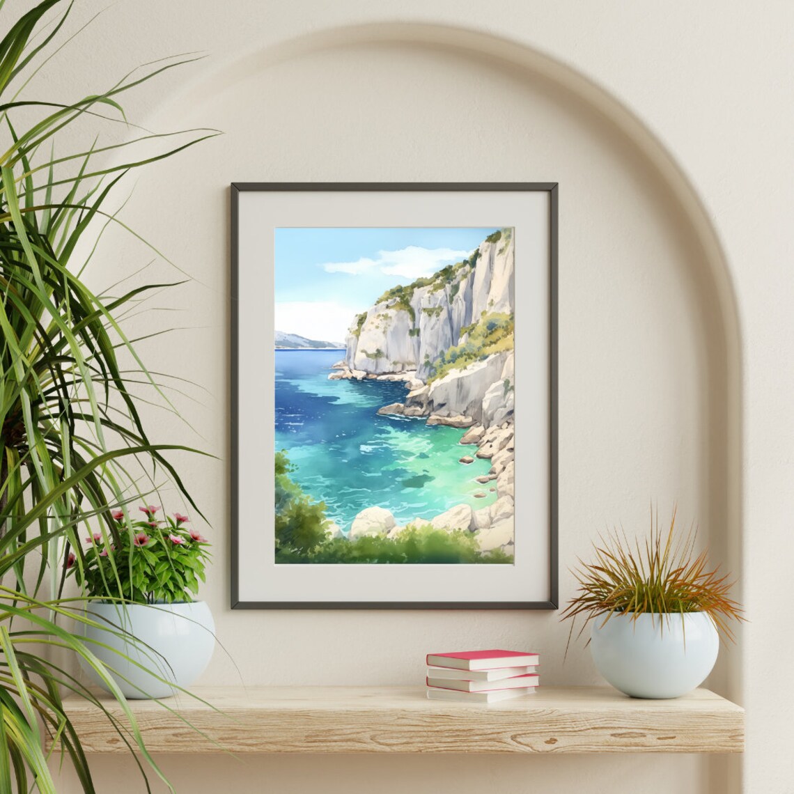 Calanques National Park Watercolor Art Print, France - Image 3