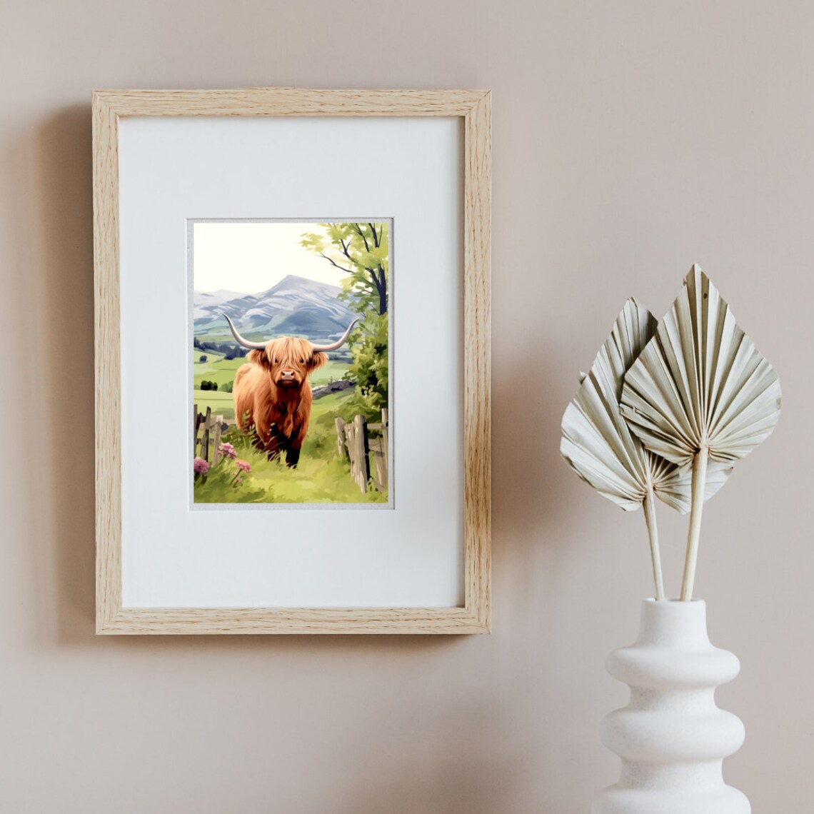 Highland Cow In Front Of Ben Nevis Mountain Scotland Watercolor Poster - Image 2