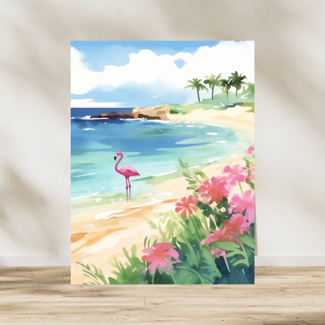 Aruba Flamingo Beach Watercolor Travel Poster - Image 3