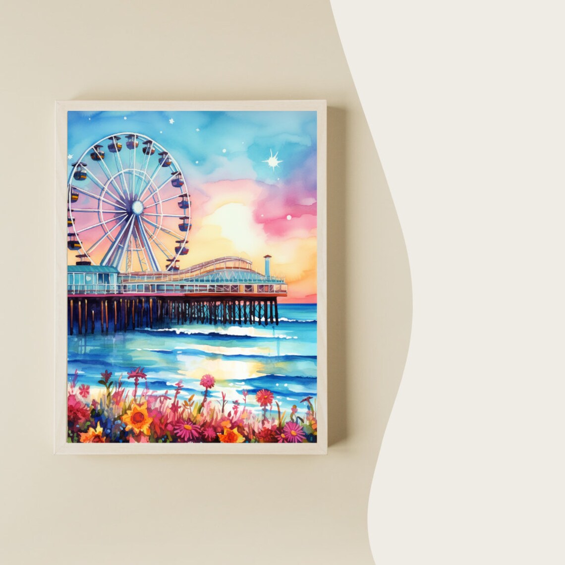 Santa Monica Pier Watercolor Art Print, Los Angeles - Image 2