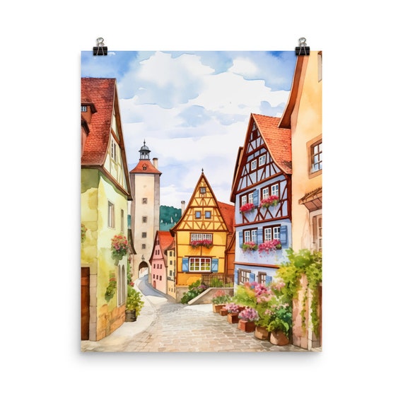 Rothenburg Watercolor Art Print, Bavaria Germany