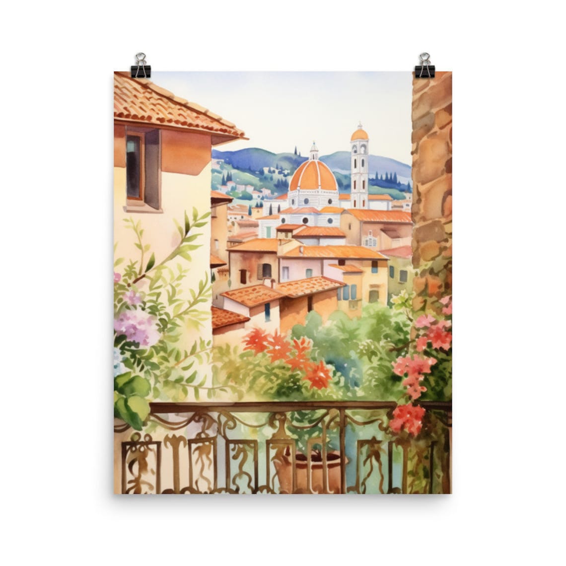 Florence Watercolor Art Print, Santa Maria Del Fiore