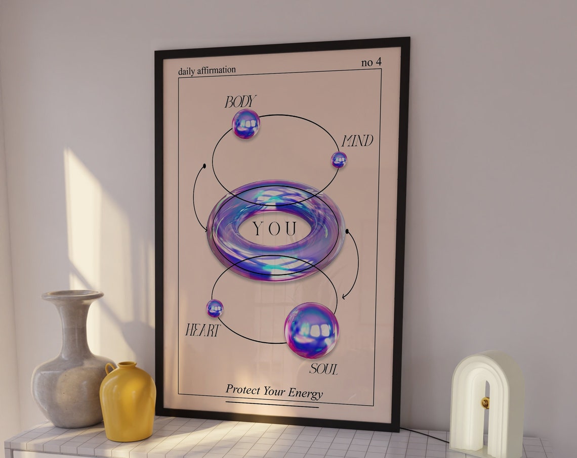 Protect Your Energy Aura Holographic Body Mind Soul Wall Art