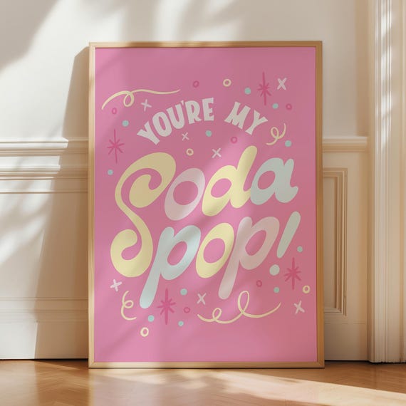 My Soda Pop Little Pink Lettering Art Print, Kids Room