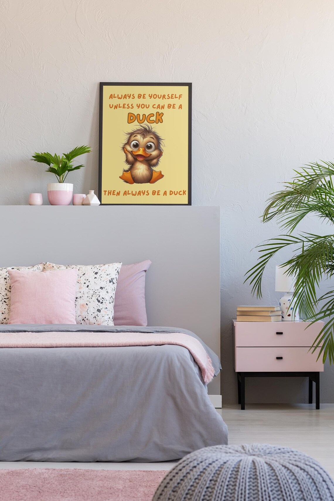 Cute Duckling Always Be Yourself Funny Duck Quote Wall Art Print - Image 3