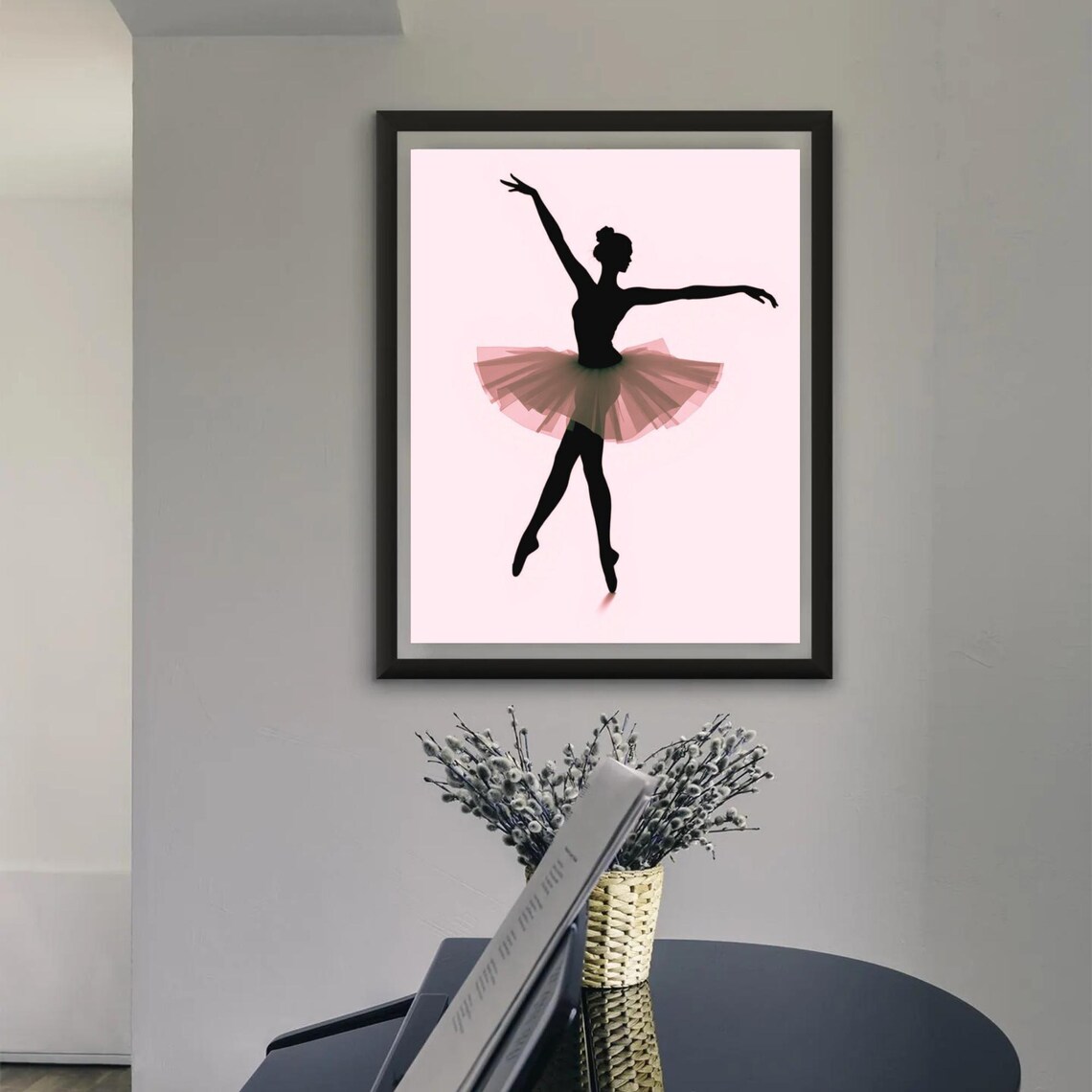 Ballerina Pink Tutu Silhouette Elegant Ballet Pose Minimal Nursery Poster - Image 3