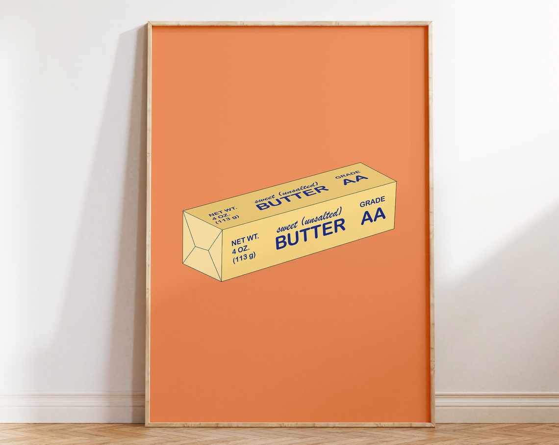 Butter Stick Sweet Unsalted Retro Grocery Label Kitchen Art Poster