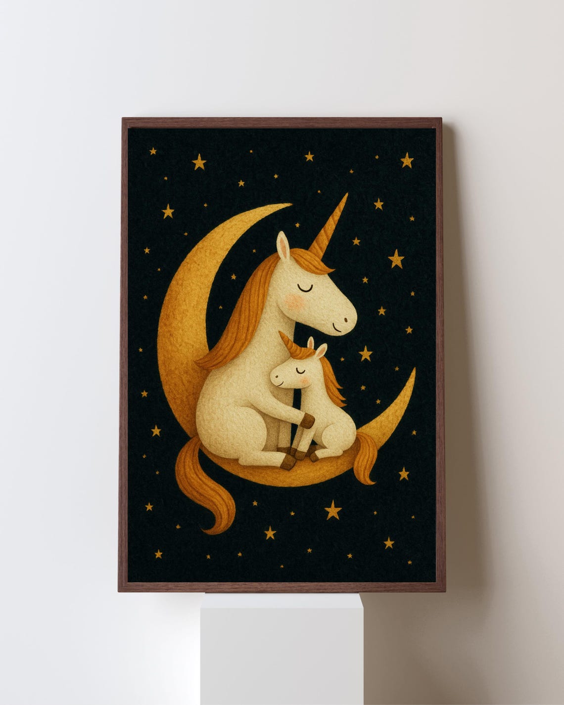 Unicorn Hug On The Moon, Nursery Decor Poster