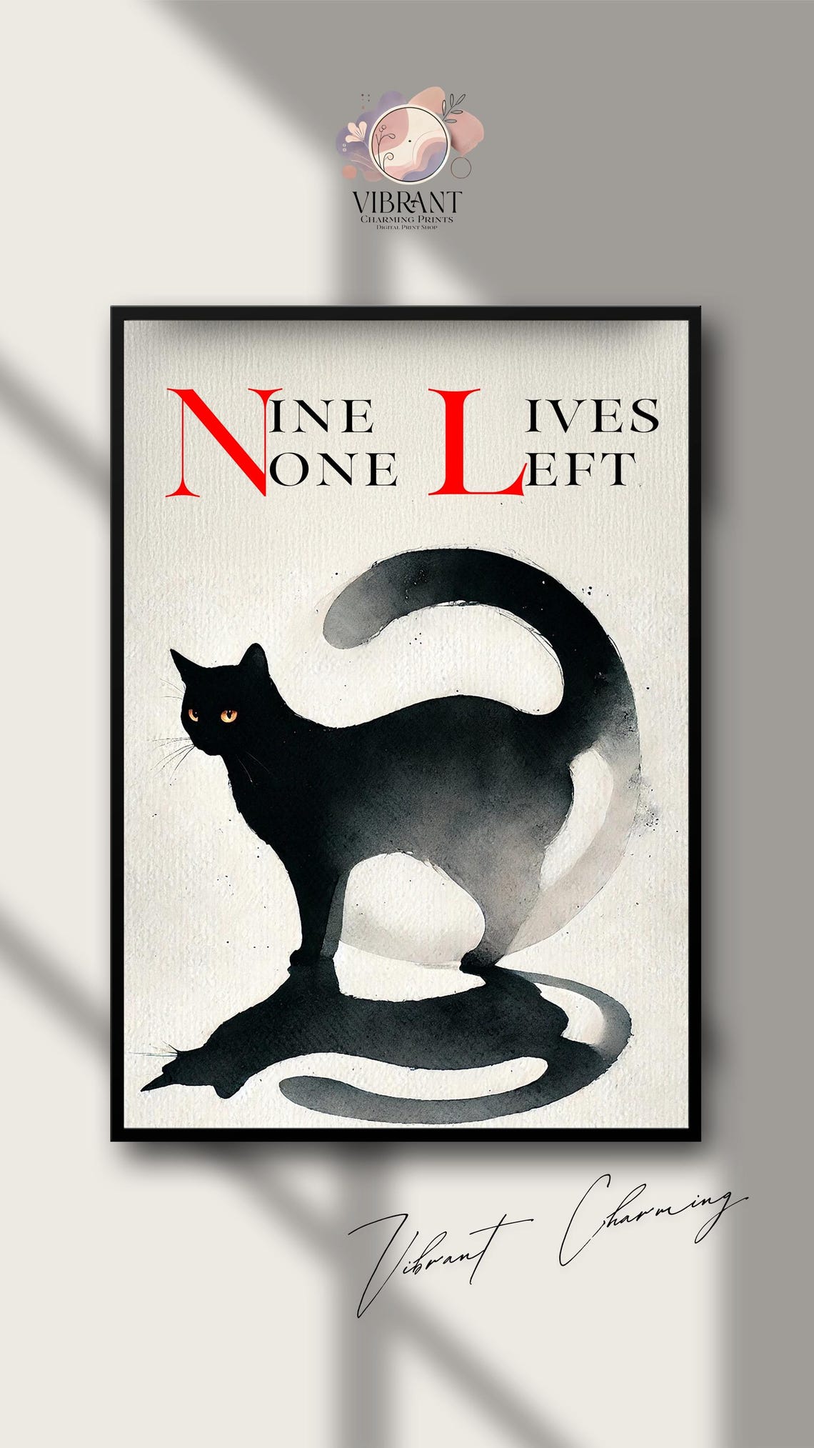 Nine Lives None Left Cat Gothic Retro Poster - Image 4