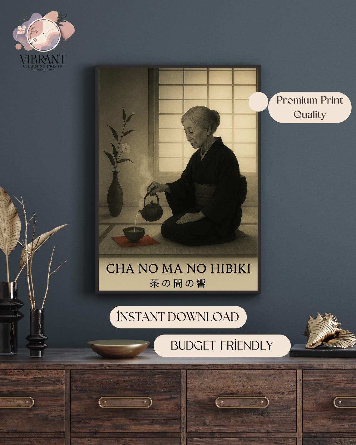 Cha No Ma No Hibiki Japandi Poster, Japanese Tea Room - Image 5