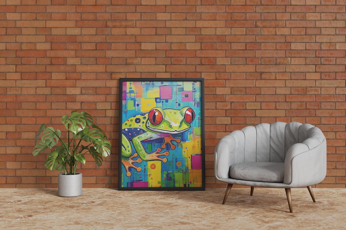 Colorful Frog Abstract Art Print, Modern Nature Decor - Image 3