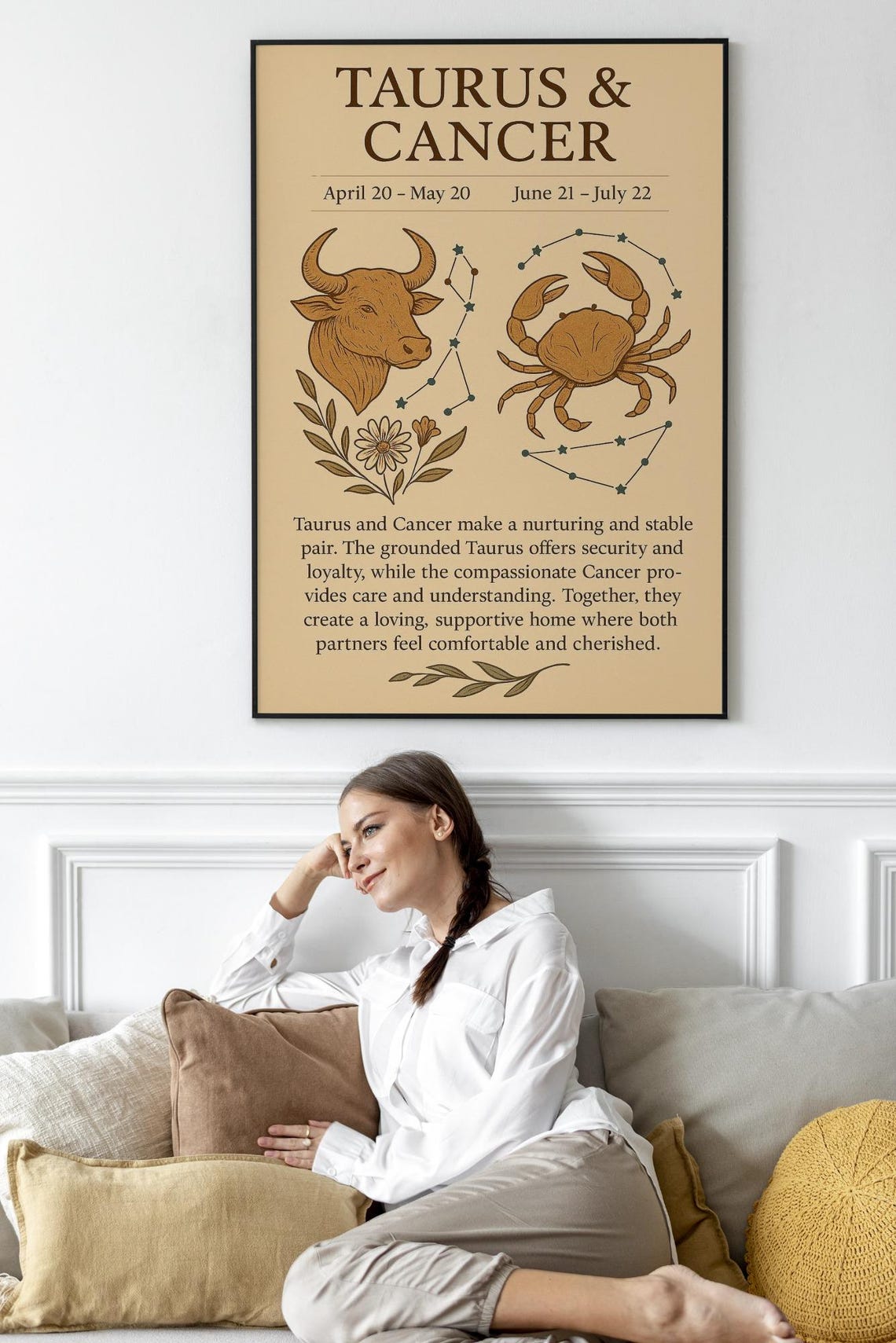 Taurus And Cancer Modern Zodiac Set For Couples - Image 3