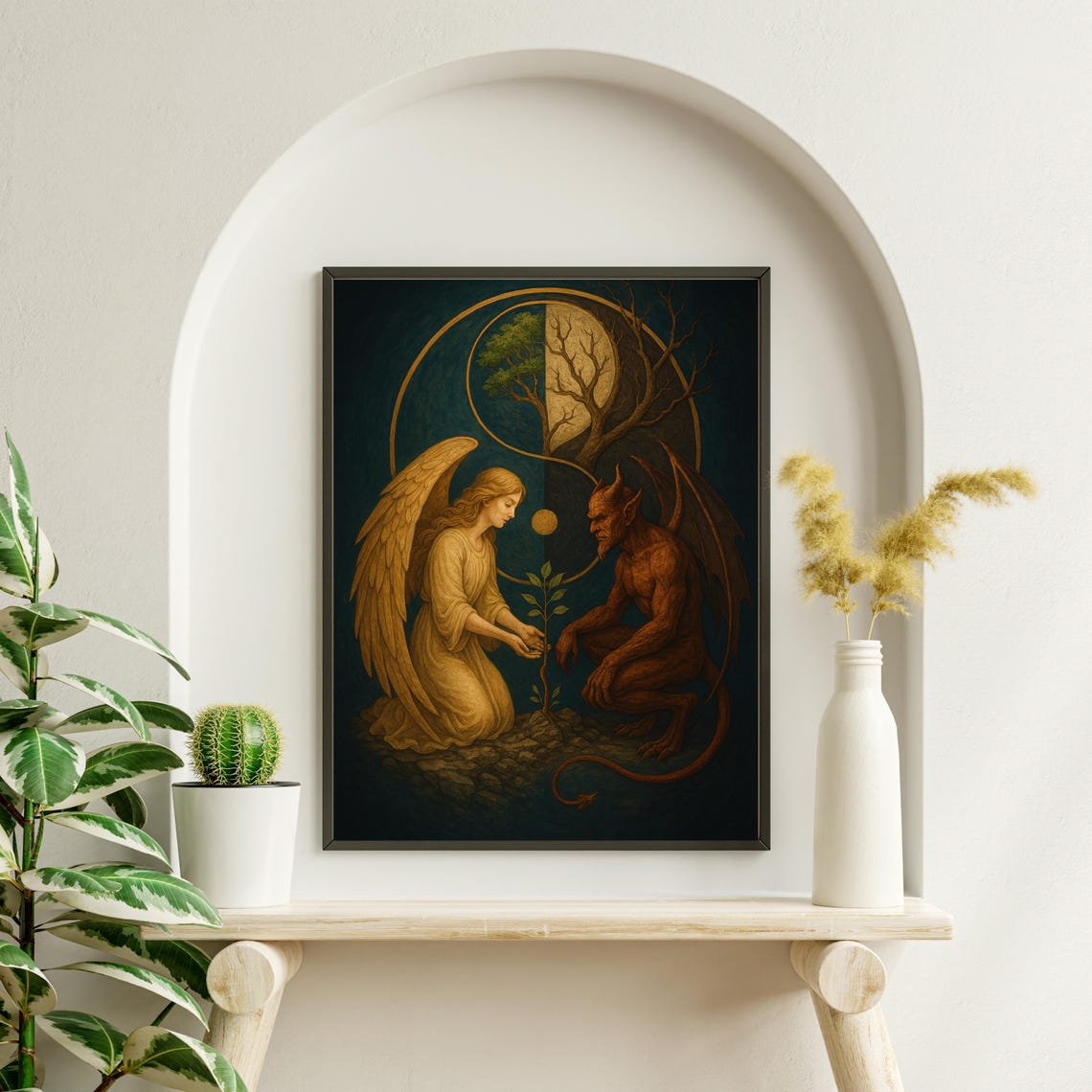 Angel And Demon, Yin Yang Duality Art Print - Image 3