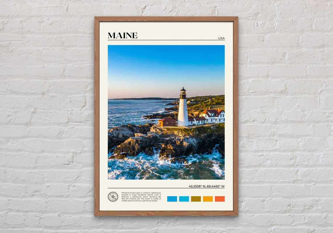 Maine Real Photo Travel Poster, United States Wall Art