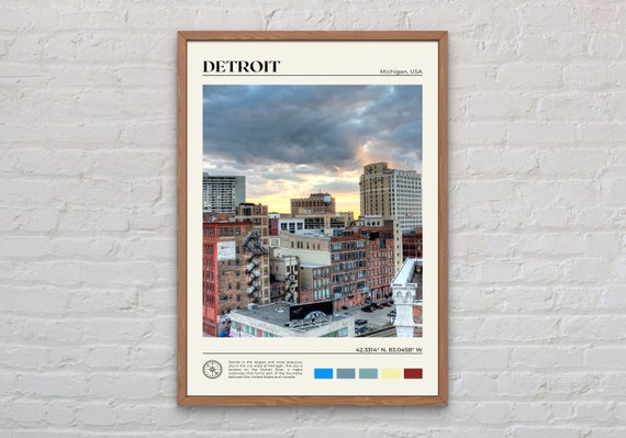 Detroit Real Photo Poster, Michigan Travel Wall Art