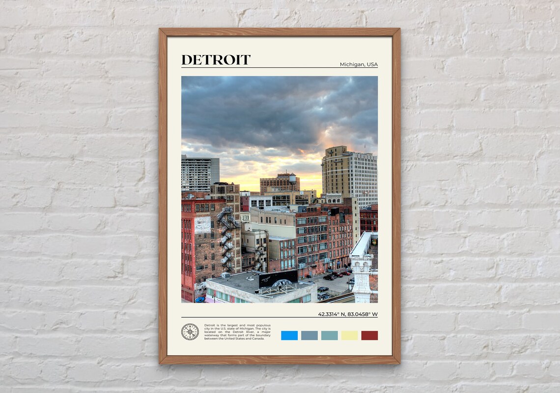 Detroit Real Photo Poster, Michigan Travel Wall Art