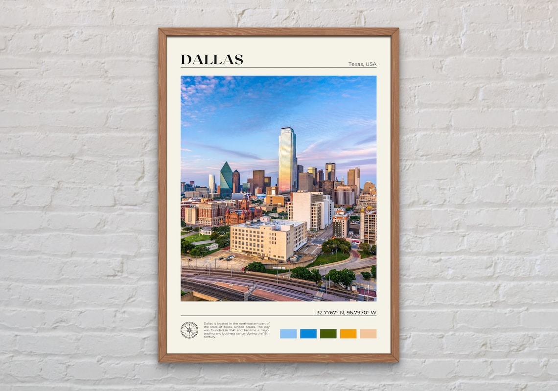 Dallas Real Photo Travel Poster, Texas Wall Art