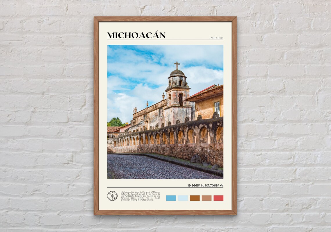 Michoacan Mexico Travel Poster, World Cultural Art