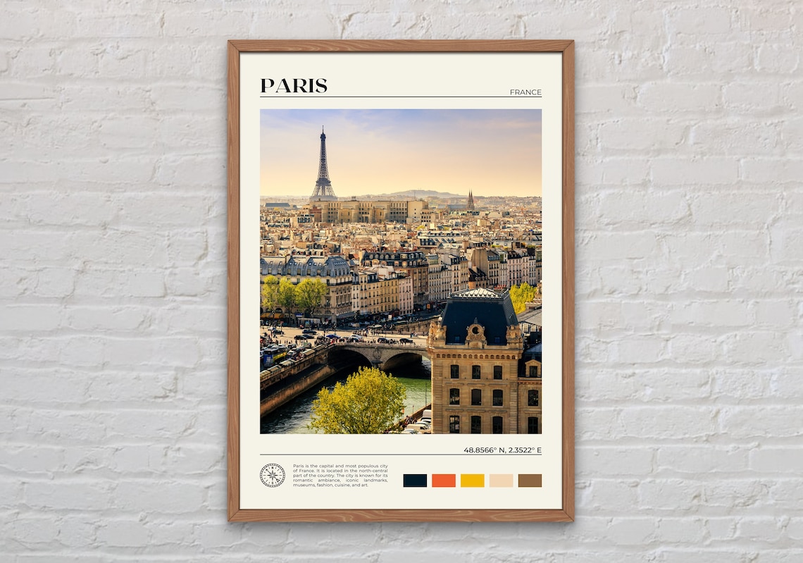 Paris Real Photo Travel Poster, France Wall Decor