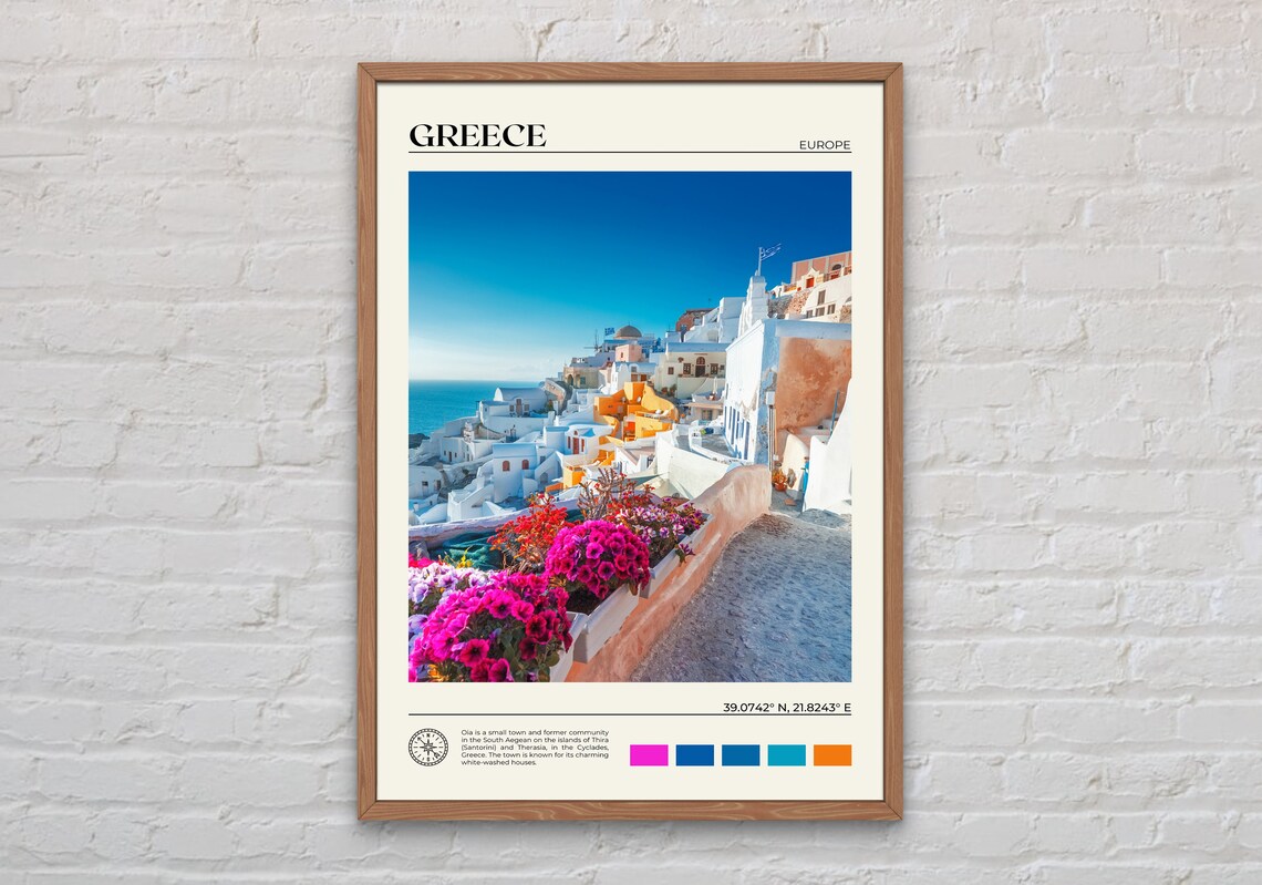 Greece Travel Poster, Europe Wall Art Print