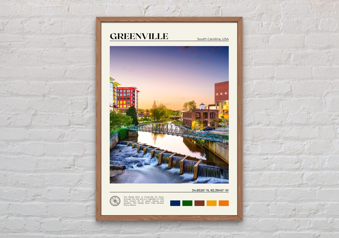 Greenville South Carolina Travel Poster, Real Photo