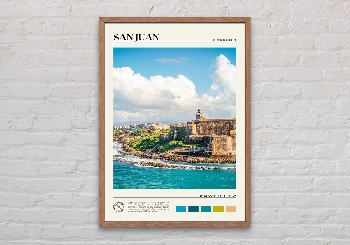 San Juan, Puerto Rico Travel Poster, Real Photo