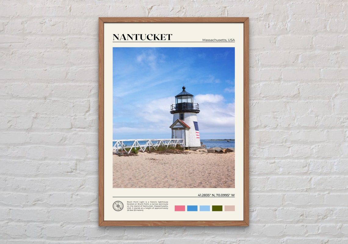 Nantucket Island Massachusetts Brant Point Lighthouse Beach Poster