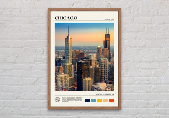 Chicago Real Photo Travel Poster, Illinois Wall Art