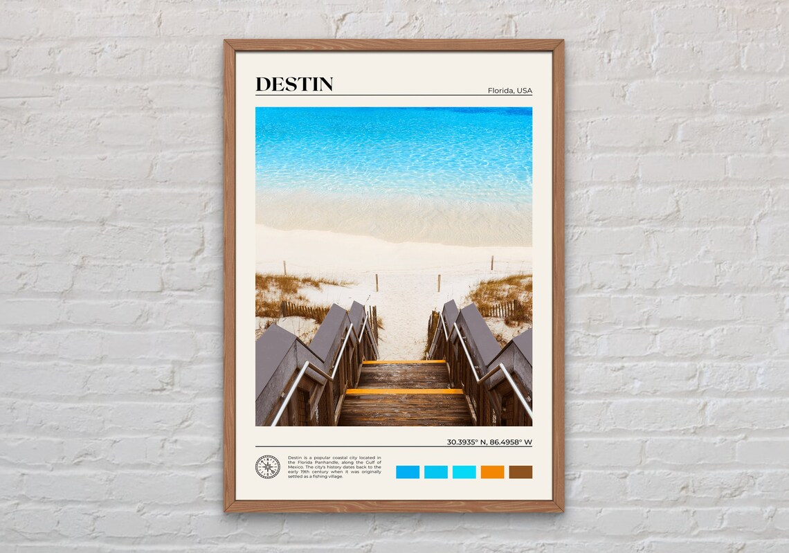 Destin Florida Turquoise Gulf Beach Stairs Real Photo Poster