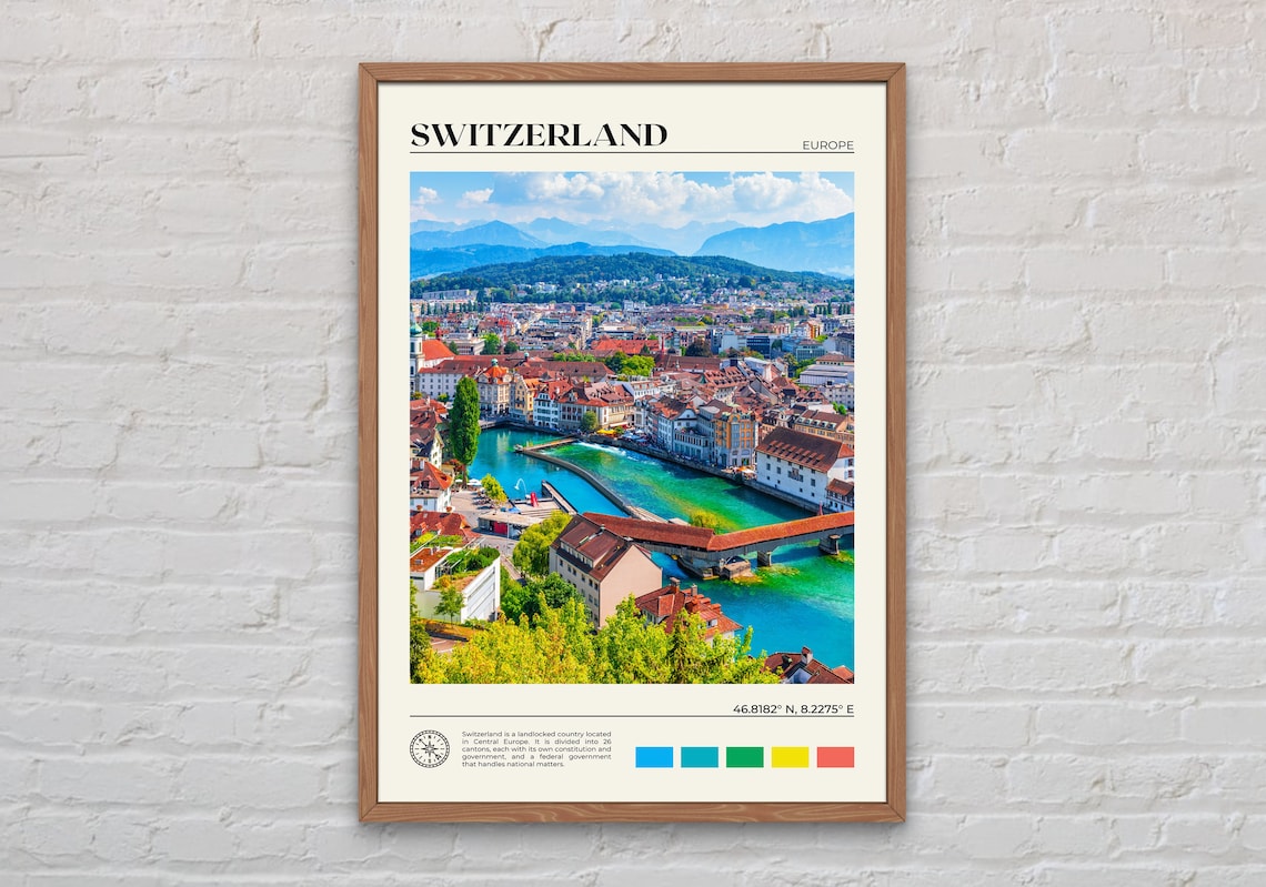 Switzerland Travel Poster, Real Photo Wall Art