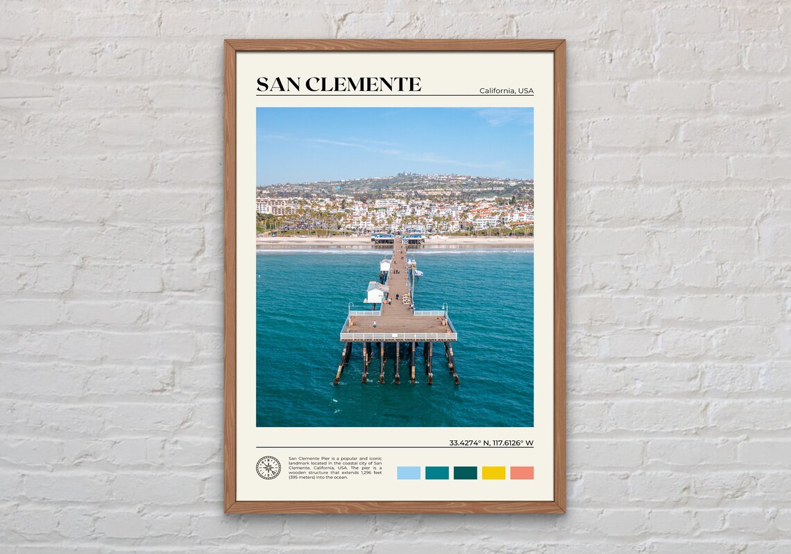 San Clemente Pier California Beach Travel Photography Poster