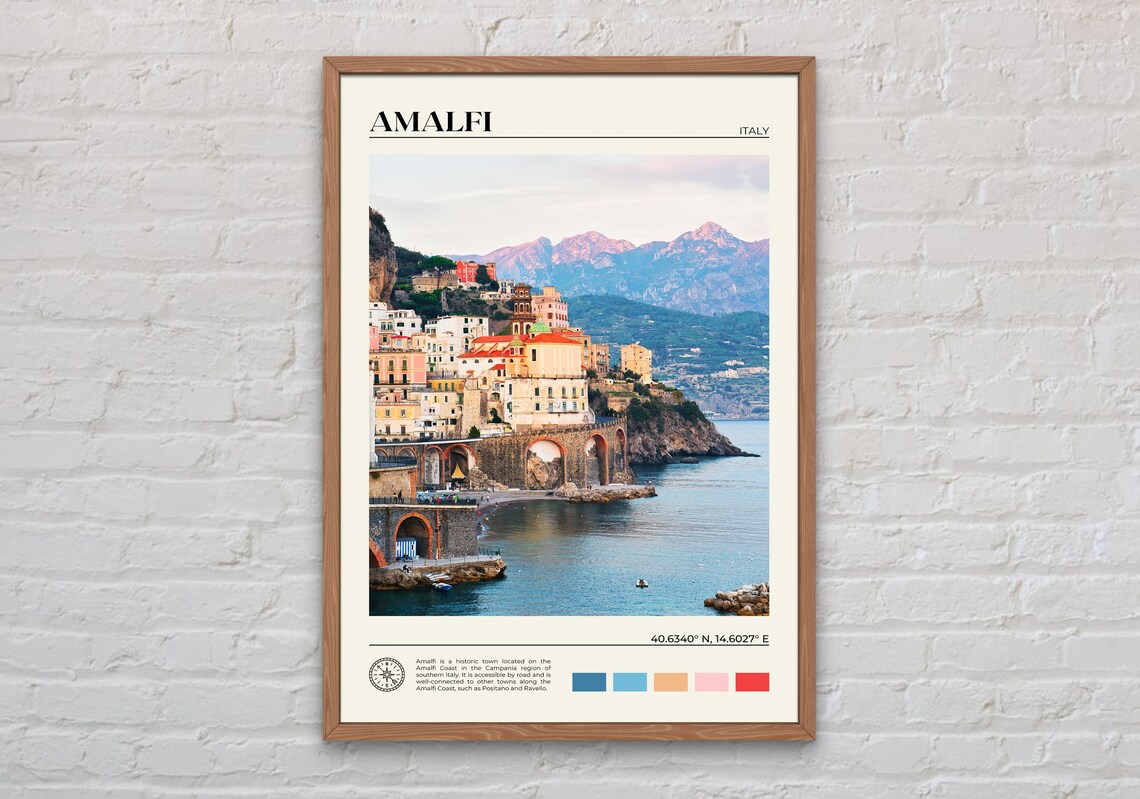 Amalfi Real Photo Travel Poster, Italy Wall Art