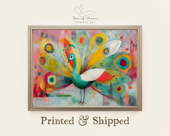Abstract Peacock Art Print Modern Boho Wall Decor