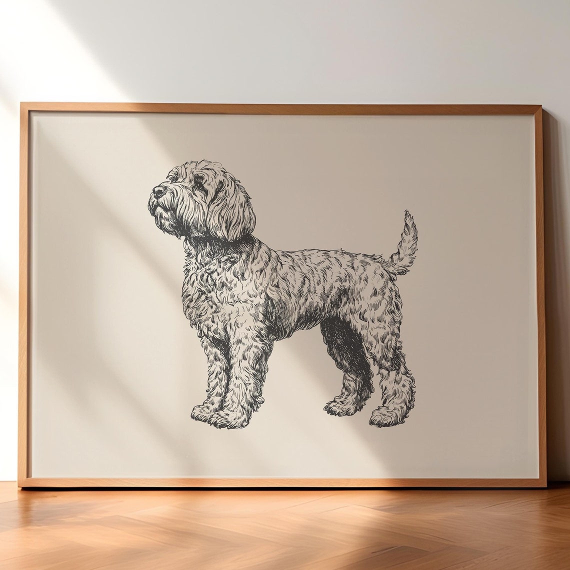 Goldendoodle Vintage Poster Dog Vintage Print Dog Wall Art Decor Antique Vintage Painting Country Wall Art Dog Drawing Farmhouse Print